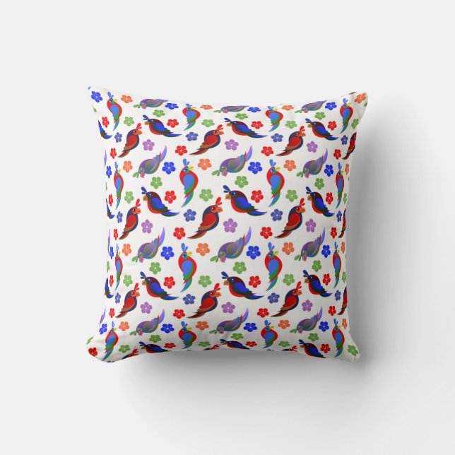 Parrots and Flowers Cushion (Front)