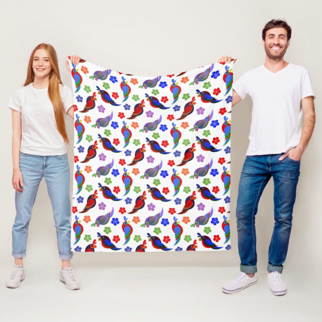 Parrots and Flowers Fleece Blanket (In Situ)