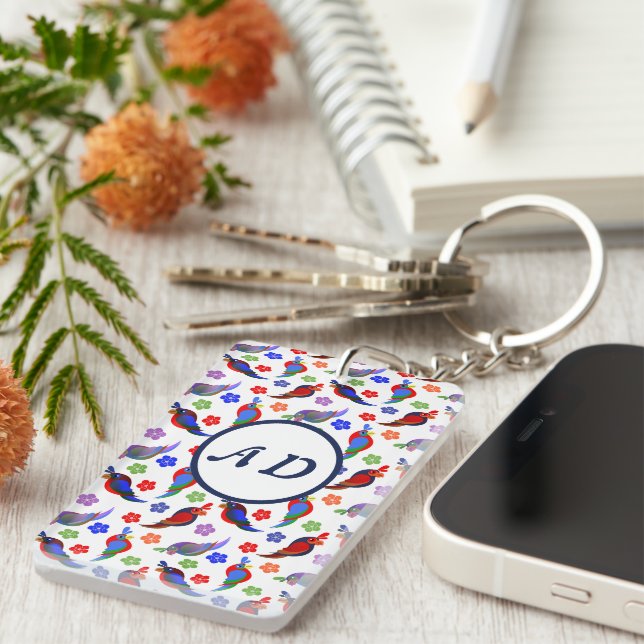 Parrots and Flowers Key Ring (Front Right)