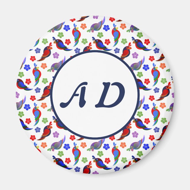 Parrots and Flowers Magnet (Front)