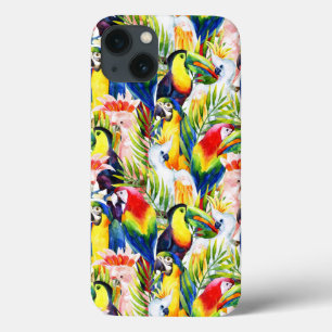 Parrots And Palm Leaves iPhone 13 Case