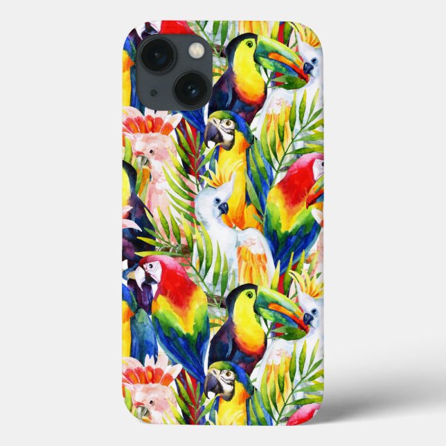 Parrots And Palm Leaves Case-Mate iPhone Case (Back)