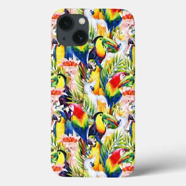 Parrots And Palm Leaves Case-Mate iPhone Case (Back)