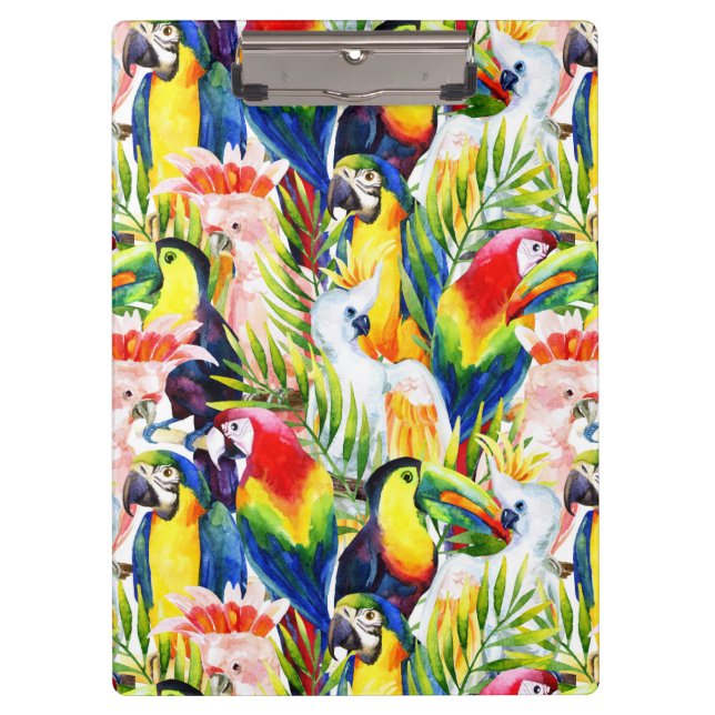 Parrots And Palm Leaves Clipboard (Front)