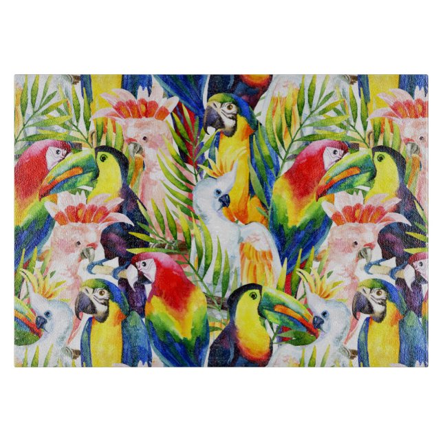 Parrots And Palm Leaves Cutting Board (Front)