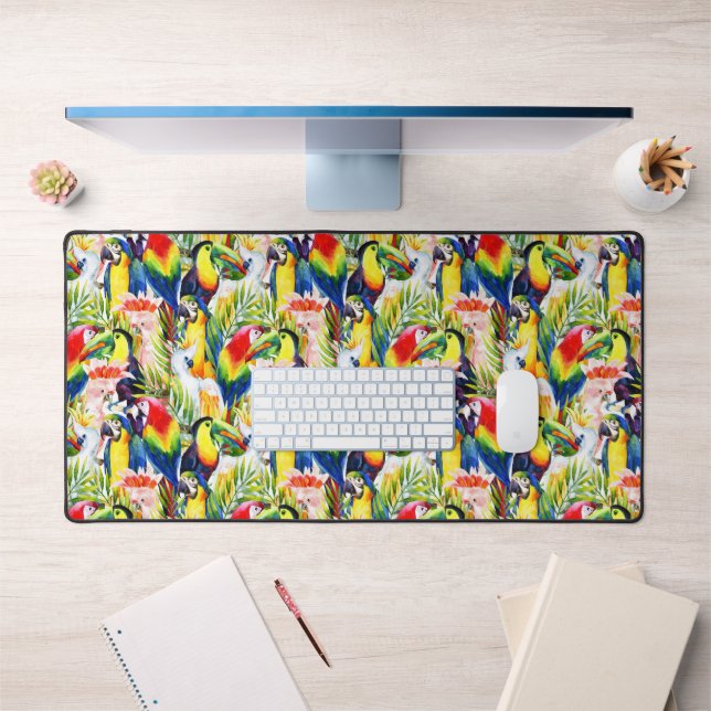 Parrots And Palm Leaves Desk Mat (Office 1)