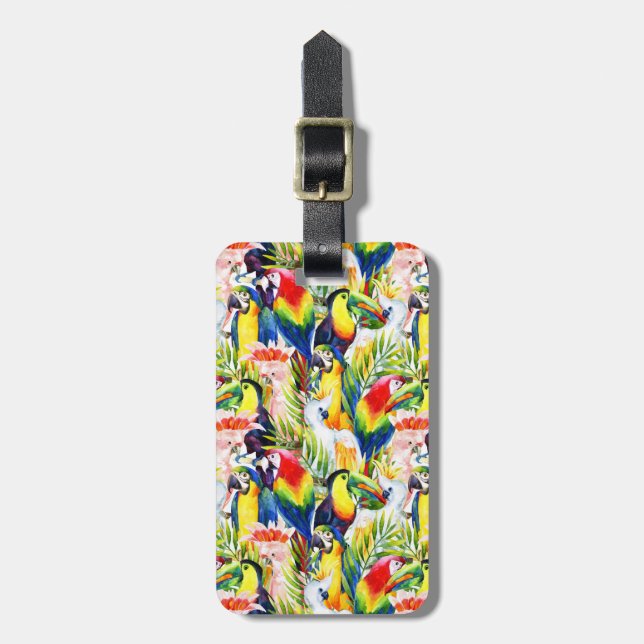 Parrots And Palm Leaves Luggage Tag (Front Vertical)