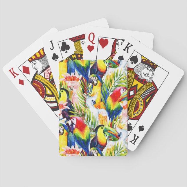 Parrots And Palm Leaves Playing Cards (Back)