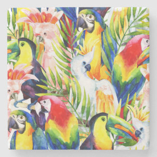 Parrots And Palm Leaves Stone Coaster