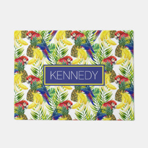 Parrots And Tropical Fruit Add Your Name Doormat