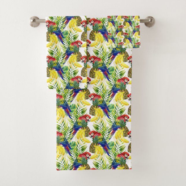 Parrots And Tropical Fruit Bath Towel Set (Insitu)