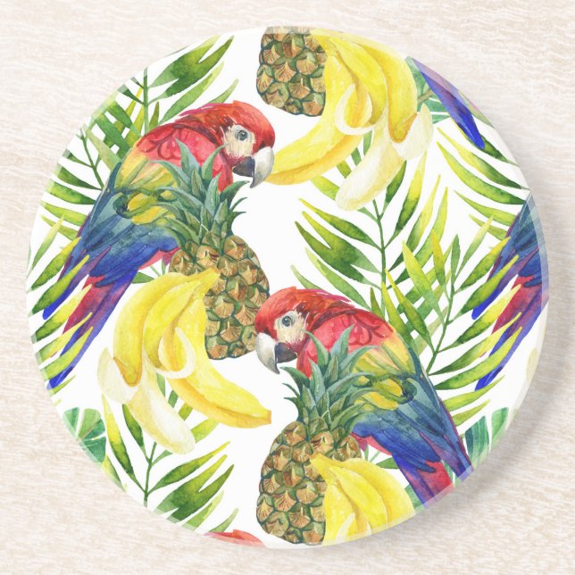 Parrots And Tropical Fruit Coaster (Front)