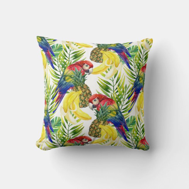 Parrots And Tropical Fruit Cushion (Front)