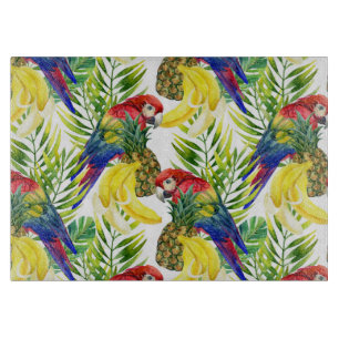 Parrots And Tropical Fruit Cutting Board