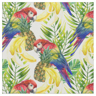 Parrots And Tropical Fruit Fabric