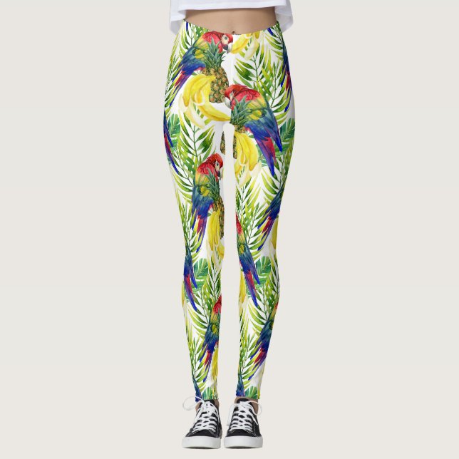 Parrots And Tropical Fruit Leggings (Front)