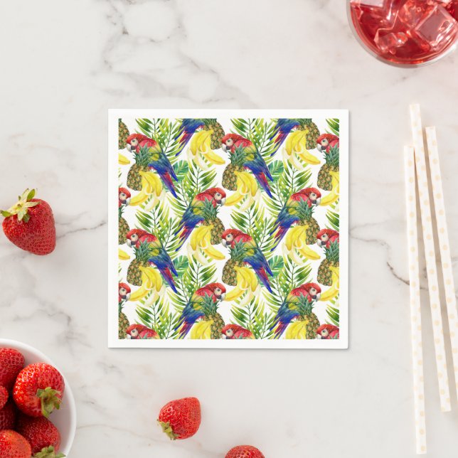 Parrots And Tropical Fruit Napkin (Insitu)