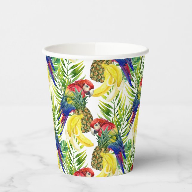 Parrots And Tropical Fruit Paper Cups (Left)