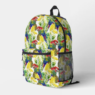 Parrots And Tropical Fruit Printed Backpack