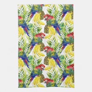 Parrots And Tropical Fruit Tea Towel