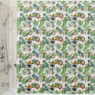 Parrots birds tropical pattern shower curtain