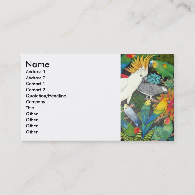 Parrots & Bromeliads Profile Card (Front)