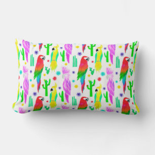 Parrots colorful seamless hand drawn pattern lumbar cushion
