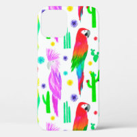 Parrots colourful seamless hand drawn pattern