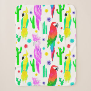 Parrots colourful seamless hand drawn pattern sherpa blanket