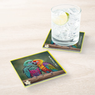"Parrot's Colourful World" Glass Coaster