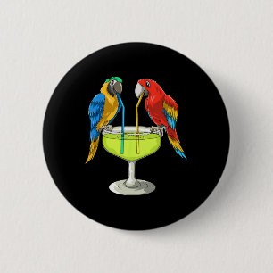 Parrots Drinking Margarita Hawaiian Vacation Beach 6 Cm Round Badge