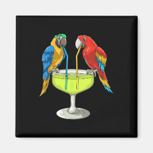 Parrots Drinking Margarita Hawaiian Vacation Beach Magnet