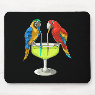 Parrots Drinking Margarita Hawaiian Vacation Beach Mouse Pad