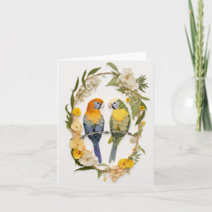 Parrots Flower Collage Art Card