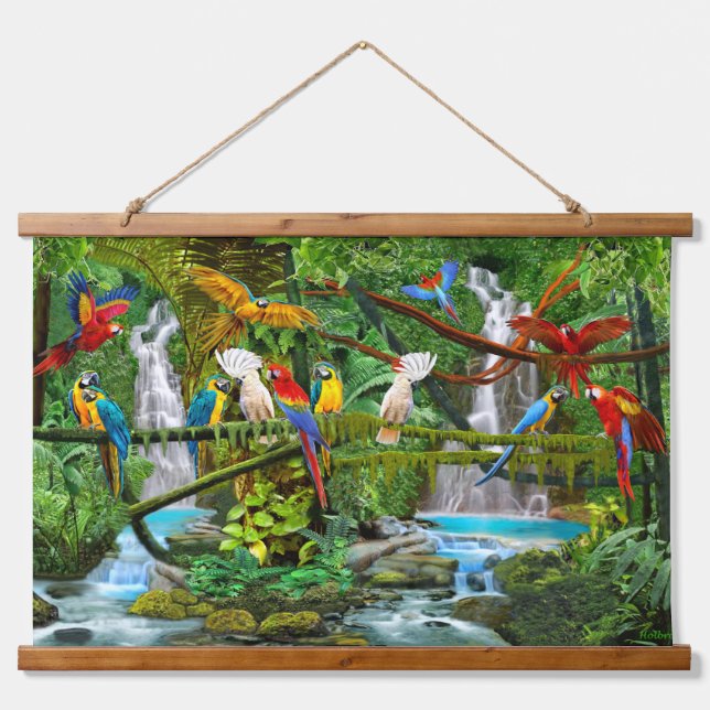 Parrots in Paradise Hanging Tapestry (Front)