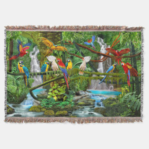 PARROTS IN PARADISE THROW BLANKET