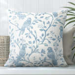 Parrots Light Blue Throw Pillow<br><div class="desc">A Stunning Tropical Parrots Light Blue Throw Pillow. This design features a stunning tropical parrots hand block style print in light blue ink on a white background. The artwork on this throw pillow was created by Totally Coast artist, Jillee K. Please feel free to click on "Message" below if you...</div>