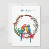 Parrots Macaw Birds Colourful Floral Thank you Car