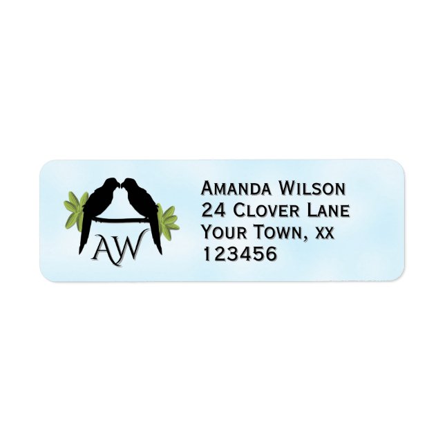 Parrots Monogram Plus Return Address Label (Front)