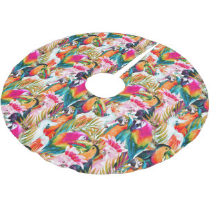 Parrots & Palm Leaves Brushed Polyester Tree Skirt