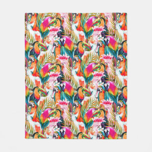 Parrots & Palm Leaves Fleece Blanket