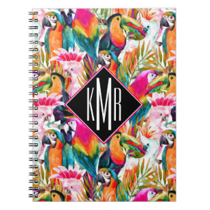 Parrots & Palm Leaves Monogram Notebook