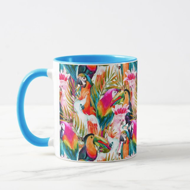Parrots & Palm Leaves Mug (Left)