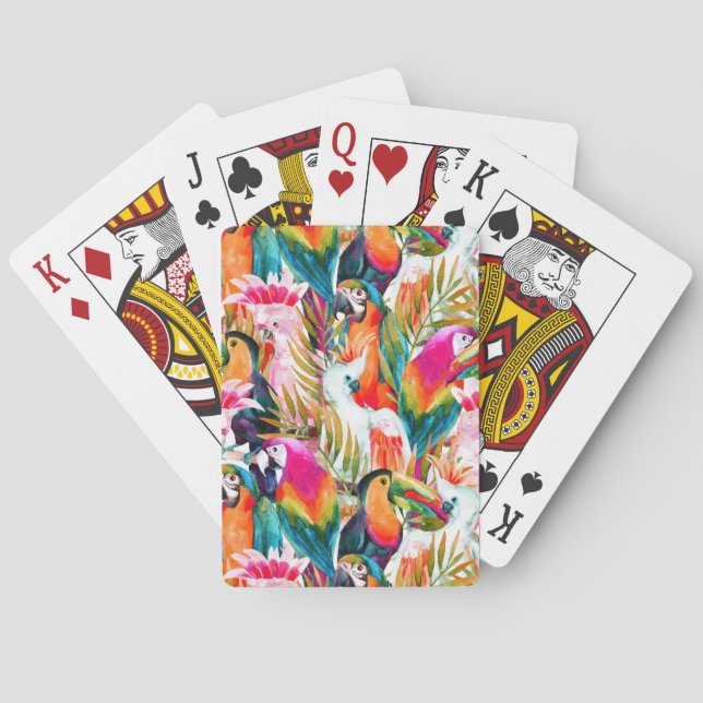 Parrots & Palm Leaves Playing Cards (Back)