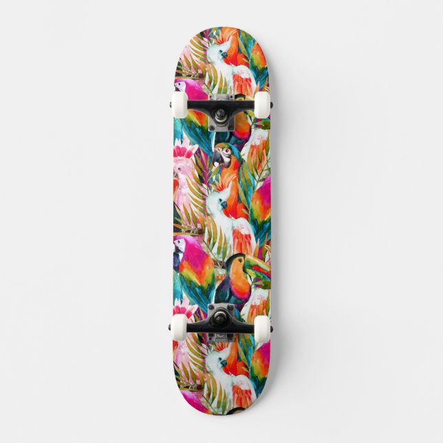 Parrots & Palm Leaves Skateboard (Front)