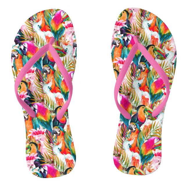 Parrots & Palm Leaves Thongs (Footbed)
