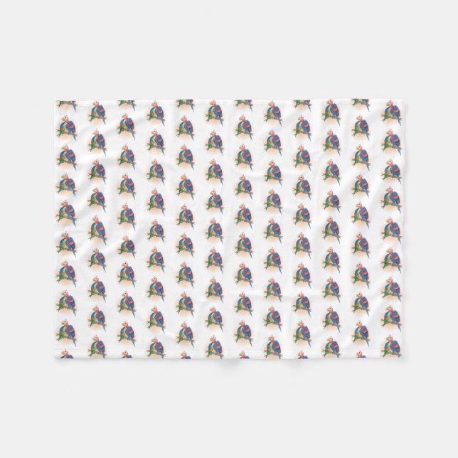 Parrots Pattern Happy Mother's Day Fleece Blanket (Front (Horizontal))