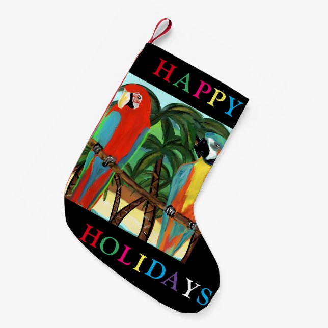 PARROTS  SMALL CHRISTMAS STOCKING (Front (Hanging))