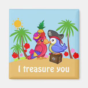 Parrots Treasure love Magnet