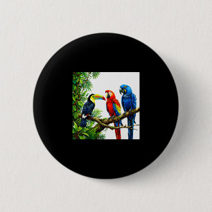 Parrots tropical birds hawaii beach party summer 6 cm round badge